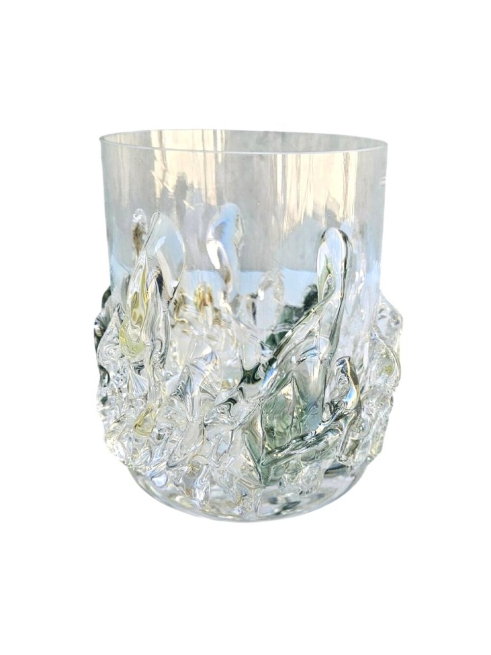 Ion Tamaian Signed Romanian Art Glass Flame Tumbler Hand Blown 4"
